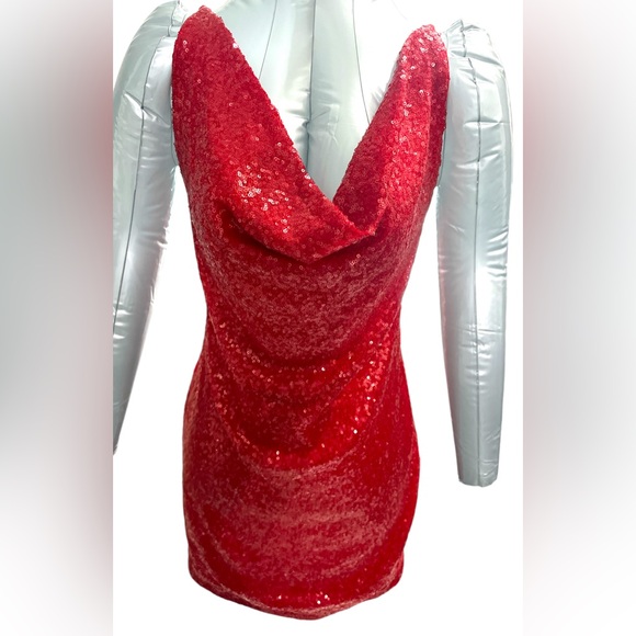 CELEBRITY FASHION® by HERA COLLECTION, Red Sequin Dress, Size L - Picture 6 of 10